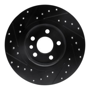 Jaguar E-Pace Brake Rotor (1) - Rear Right - R1 Concepts - Drilled & Slotted - Black - `15-`20